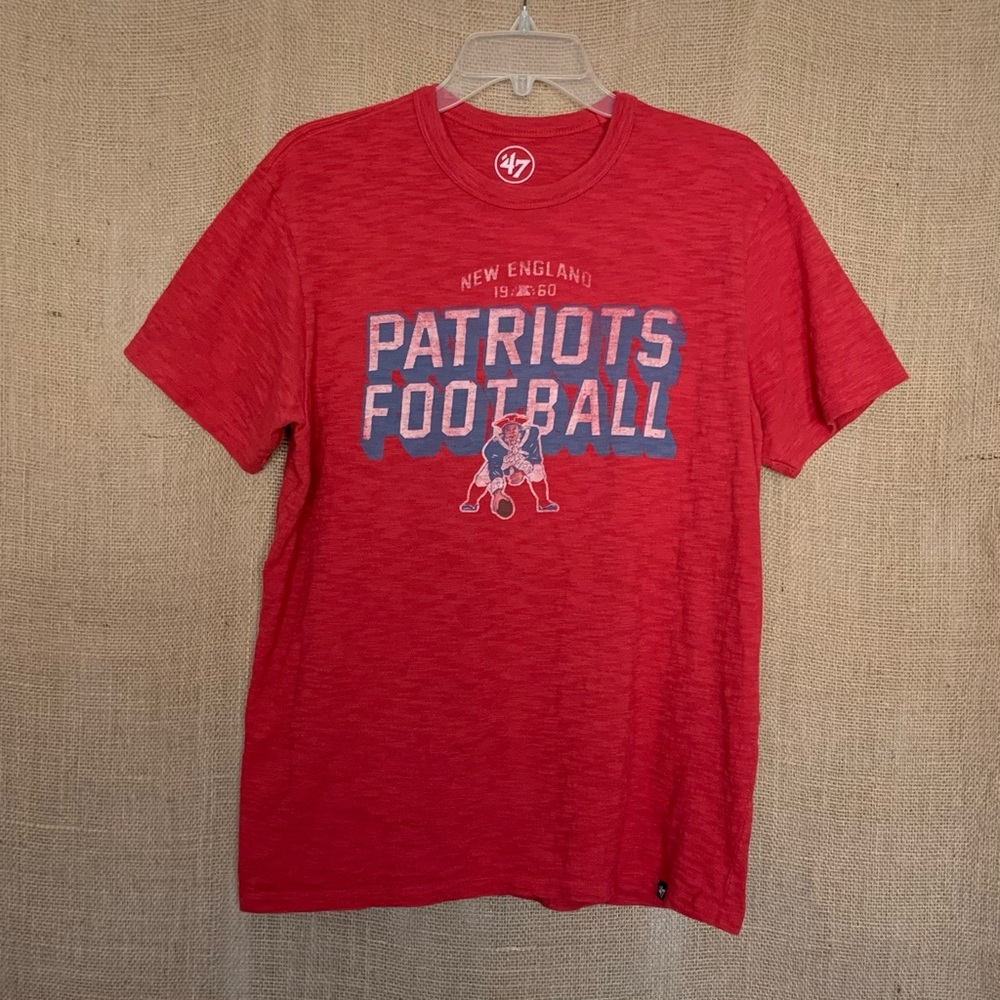 NFL Men’s NE Patriots Red Retro T-shirt w/ Pat the Patriot Slub Cotton Medium